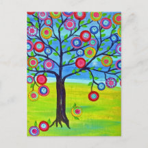 Mexican folk art style Tree of Life Postcard