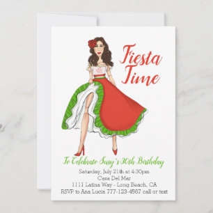 Mexican Folk Dancer - 30th Birthday Fiesta  Invitation