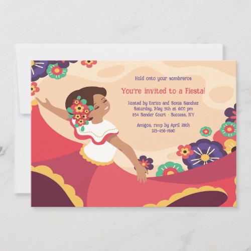Mexican Folk Dancer Fiesta Invitation