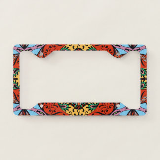 Mexican folk ethnic colorful seamless pattern  license plate frame