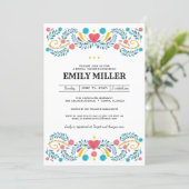 Mexican Folk Floral Embroidery Bridal Shower Invitation (Standing Front)