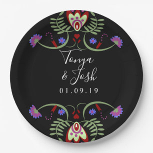 Mexican Folk Flowers Wedding   Mini Heart Paper Plates