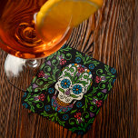 Mexican Folk Mariposa Sugar Skull Square Paper Coaster<br><div class="desc">Mexican Folk Mariposa Sugar Skull Paper Coaster - Presenting this awesome Mexican folk sugar skull coaster. The beautiful art of Cavalera Sugar Skulls in Mexico are part of a long tradition of folk art. Called sugar skull because many were made with clay molded sugar and then decorated with colorful feathers...</div>