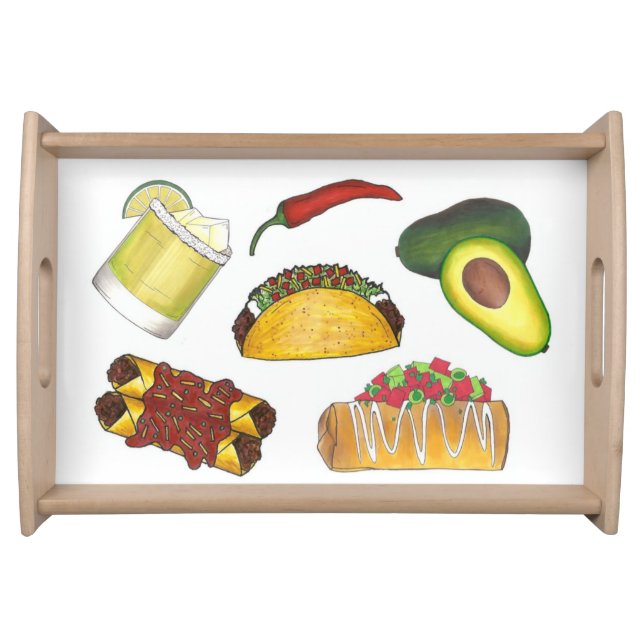 Mexican Food Avocado Taco Margarita Enchiladas Serving Tray (Front)