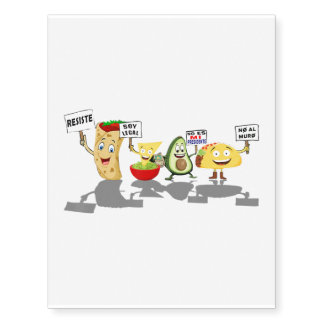 Mexican Food Avocado Tacos Burrito Guacamole Mexic Temporary Tattoos