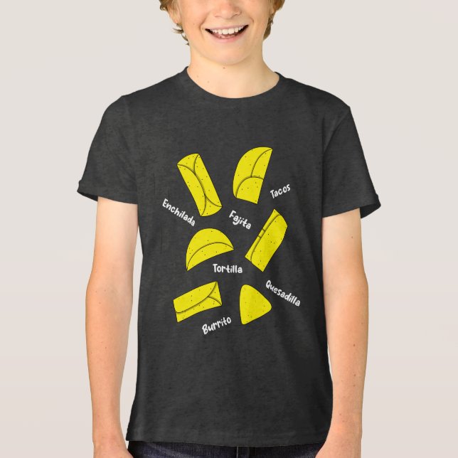 Mexican Food Burrito Fajita Enchilada Quesadilla Tri-Blend Shirt (Front)