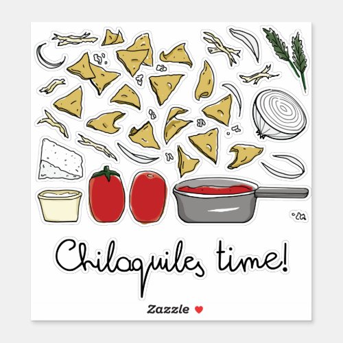 Mexican food Chilaquiles Rojos fried omelettes Sticker
