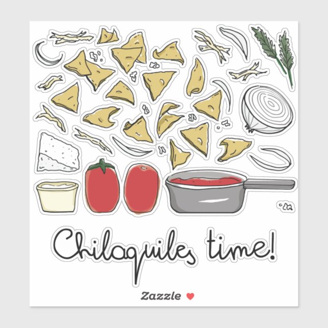Mexican food: Chilaquiles Rojos (fried tortillas) Sticker (Sheet)
