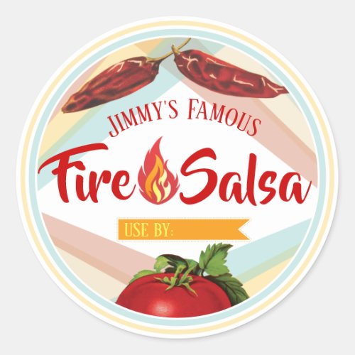 Mexican food chili pepper tomato salsa canning classic round sticker