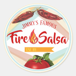 Mexican food chili pepper tomato salsa canning classic round sticker