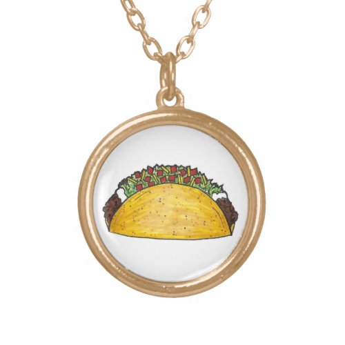 Mexican Food Foodie Taco Tacos Cinco de Mayo Gift Gold Plated Necklace