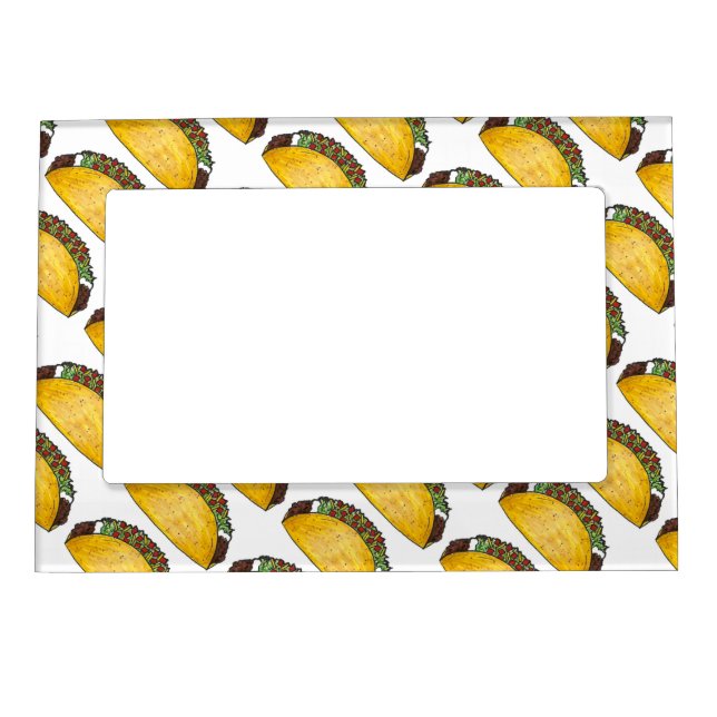 Mexican Food Foodie Taco Tex Mex Tacos Print Magnetic Photo Frame (Front)