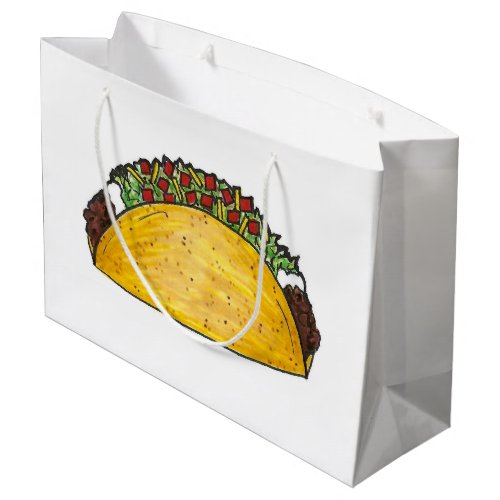 Mexican Food Foodie Tex Mex Texas Taco Print Large Gift Bag
