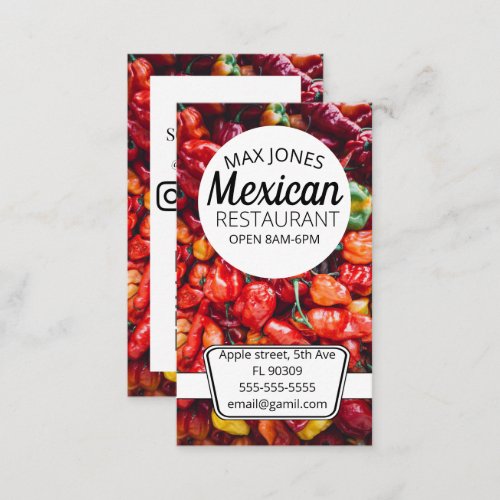 Mexican food fruit deli market chilli peppers business card