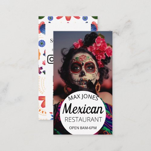 Mexican food fruit deli market craft day of dead business card