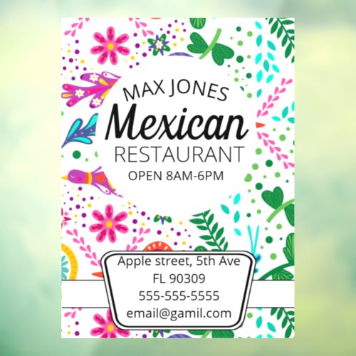 Mexican food fruit deli market fold craft business window cling