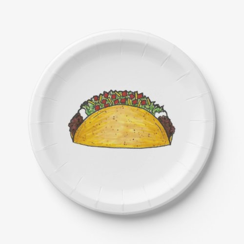 Mexican Food Hard Shell Taco Tacos Print Plates