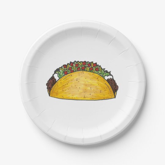 Mexican Food Hard Shell Taco Tacos Print Plates | Zazzle.com