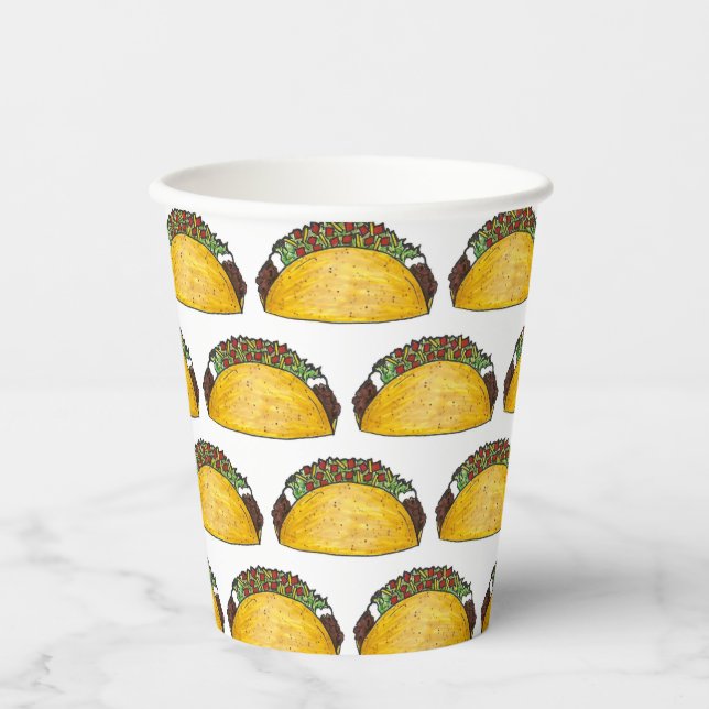 Mexican Food Hard Shell Taco Tuesday Twosday Paper Cups (Front)