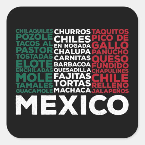 Mexican Food Mexico Flag Taco Love Square Sticker