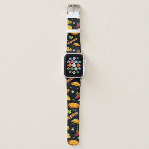 Mexican Food Pattern Mexican Foodie Cute Summer Apple Watch Band