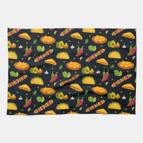 Mexican Food Pattern Mexican Foodie Cute Summer Kitchen Towel