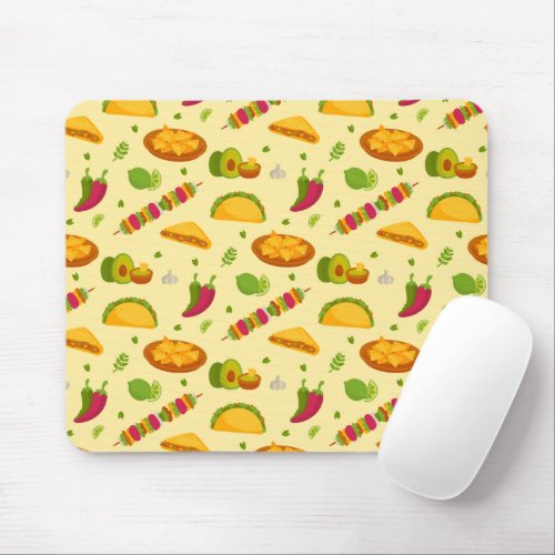 Mexican Food Pattern Tacos Nachos Cute Summer Mouse Pad