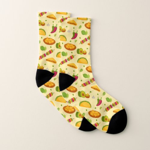 Mexican Food Pattern Tacos Nachos Cute Summer Socks