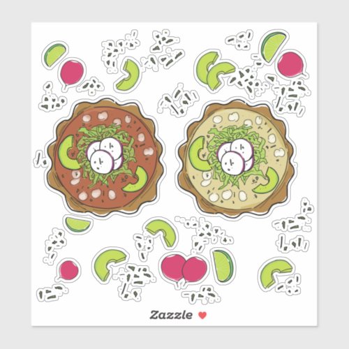 Mexican food Pozole organo avocado  radish Sticker