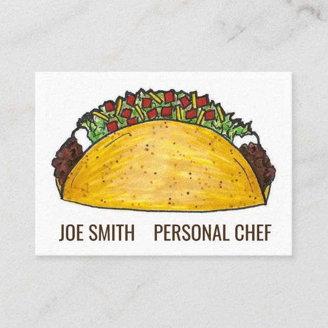 Mexican Food Restaurant Beef Taco Personal Chef Business Card (Front)