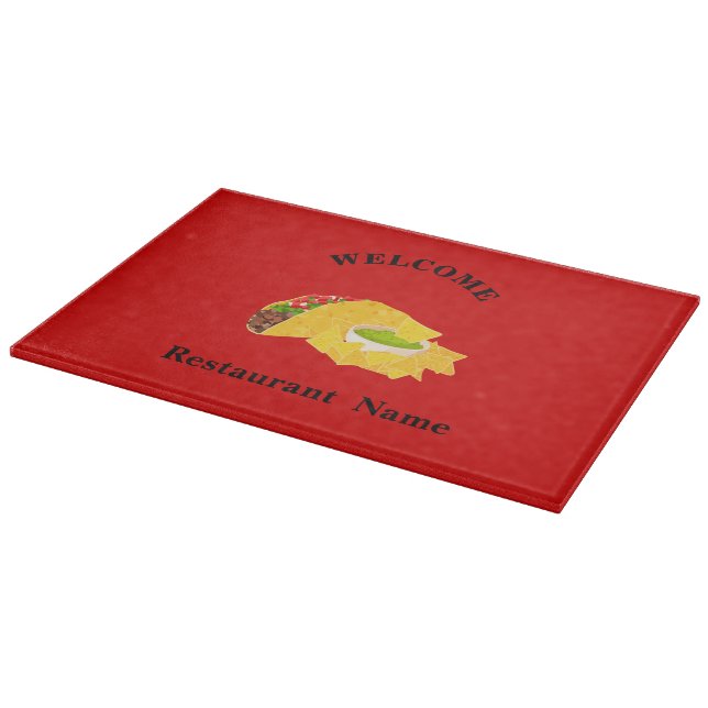 Mexican food restaurant welcome tacos Personalized Cutting Board (Corner)
