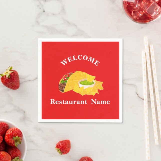 Mexican food restaurant welcome tacos Personalized Napkins (Insitu)
