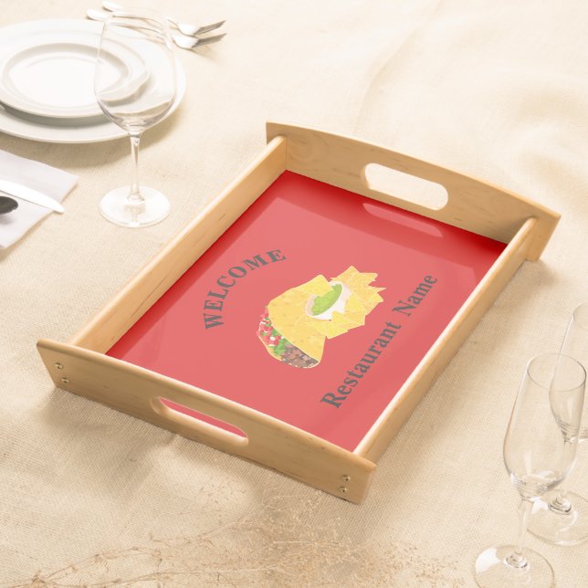 Mexican food restaurant welcome tacos Personalized Serving Tray (Front)