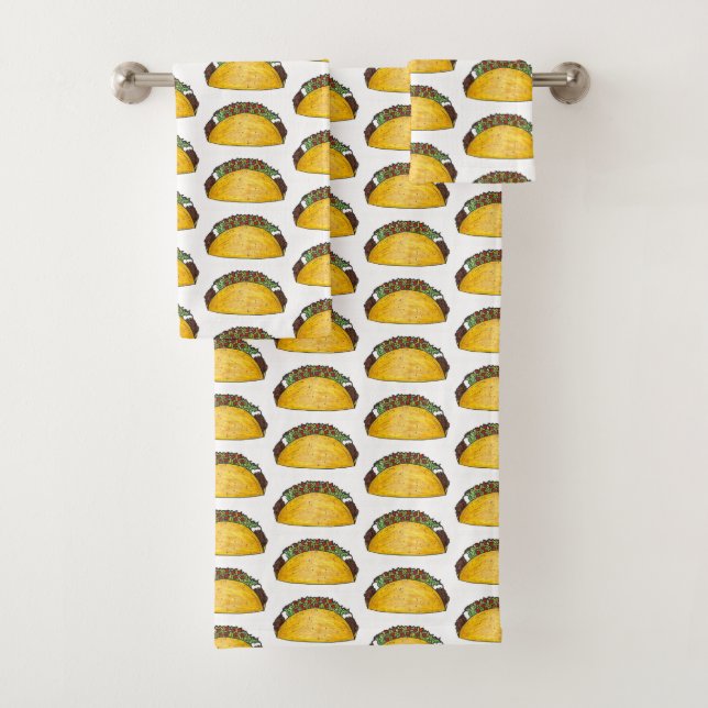 Mexican Food Taco Tuesday Print Foodie Bath Towel Set (Insitu)