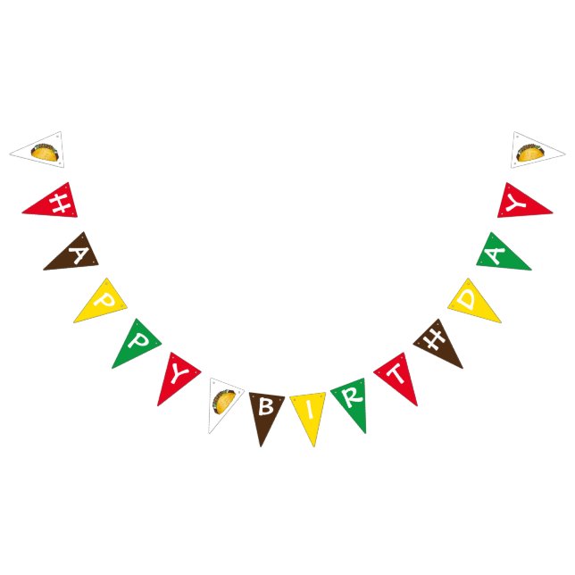 Mexican Food Taco Tuesday Twosday 2nd Birthday Bunting Flags (All)