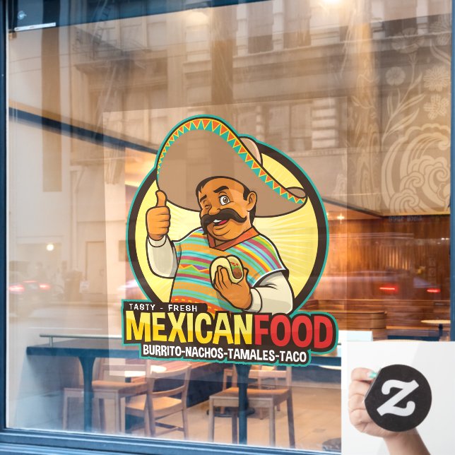Mexican Food Tasty Fresh Business Cantina Window Cling (Cafe Window)