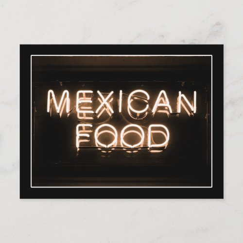 MEXICAN FOOD _Yellow Neon Sign Postcard