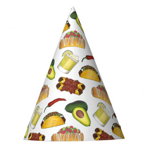 Mexican Foods Chimichanga Taco Avocado Enchilada Party Hat