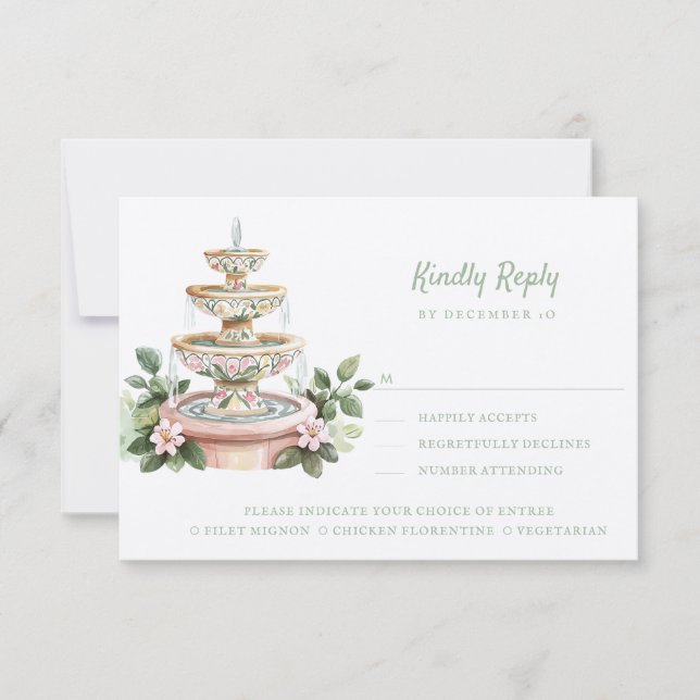 Mexican Fountain | Kindly Reply | Meal Options  RSVP Card (Front)
