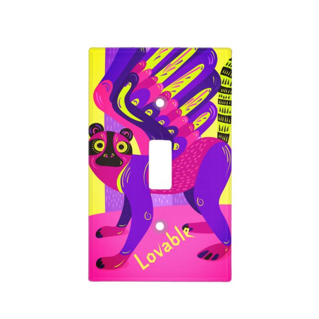 Mexican fox traditional folk art on  light switch cover (Front)