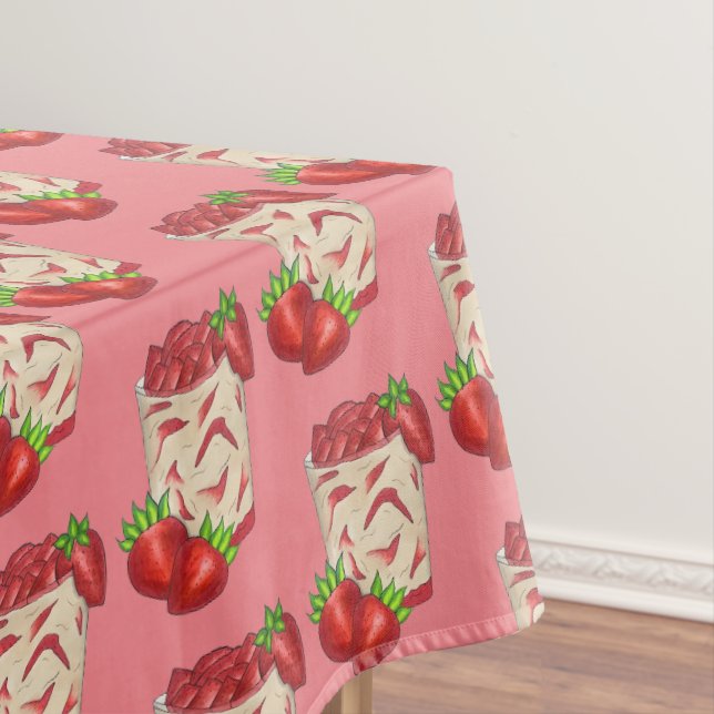 Mexican Fresas Con Crema Strawberries and Cream Tablecloth (In Situ)
