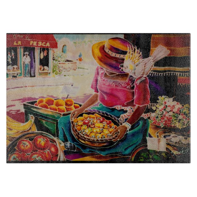 Mexican Fruit Market Lady Cutting Board (Front)