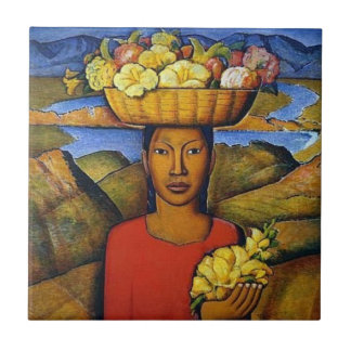 Mexican Fruit Vendor Woman Tile Mural