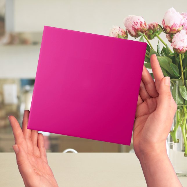 Mexican Fuchsia Plain bright Pink Ceramic Tile (hot pink ceramic tiles in bright neon pink)