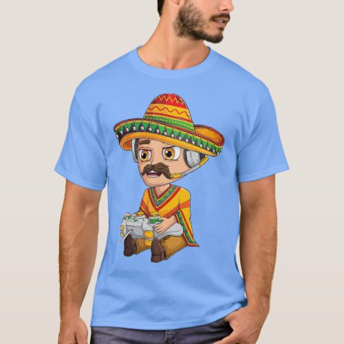 Mexican Gamer Cinco De Mayo Serape Poncho video ga T_Shirt