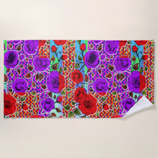 Mexican Garden Party Nouveau Floral Beach Towel