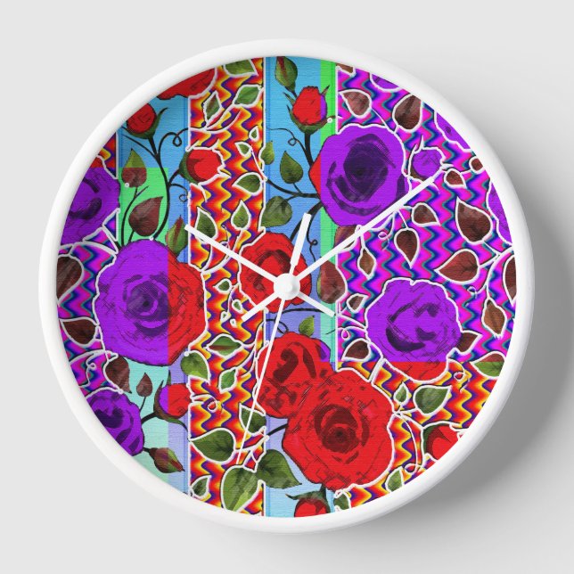Mexican Garden Party Nouveau Floral  Clock (Front)