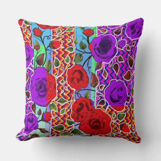 Mexican Garden Party Nouveau Floral  Throw Pillow