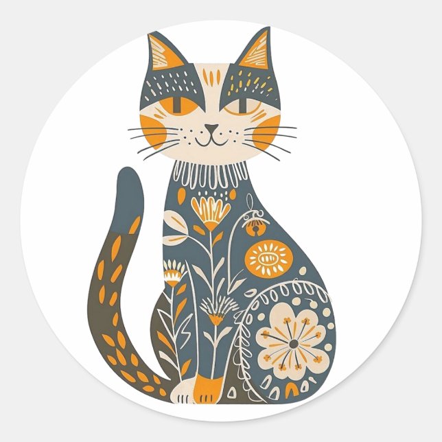 Mexican Gatita, Classic Round Sticker (Front)
