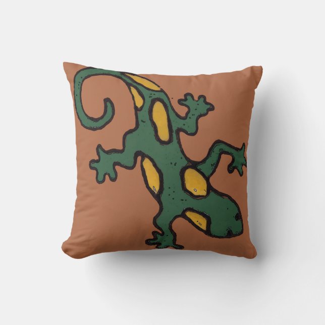 Mexican Gecko Tile Throw Pillow (Front)